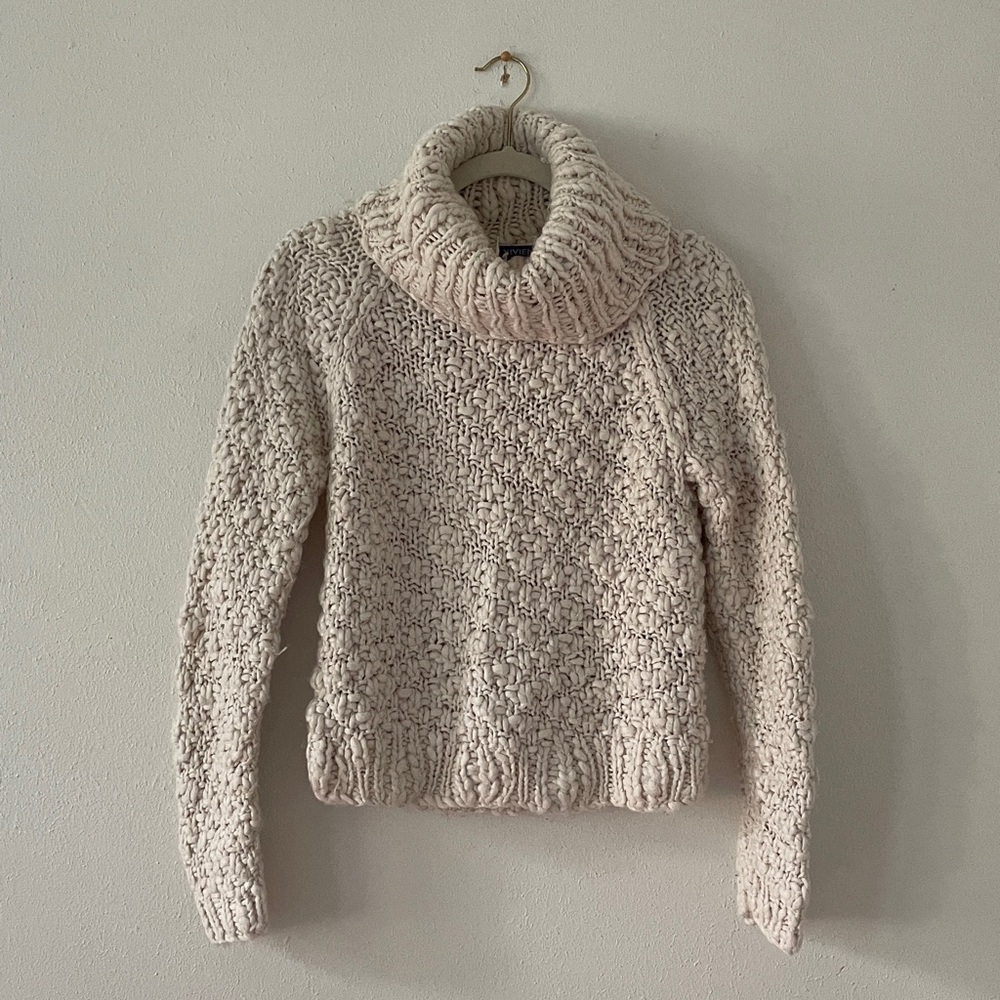 Vivienne Tam Ribbed Turtleneck Sweater Chunky Wool Blend Crop Staple Wardrobe